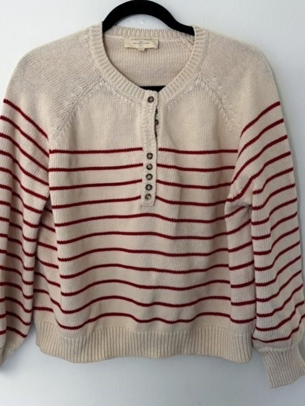 Sezane Leontine Cream and Red Striped Women's Sweater - Small